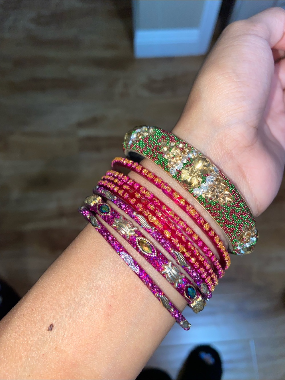 Indian Boho Women’s Sparkly Colorful Glittery Bangles Set Of 8 Handmade
